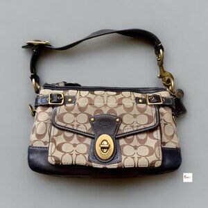 Coach Tan Signature Legacy Anniversary Turnlock Shoulder Bag Satchel 11140